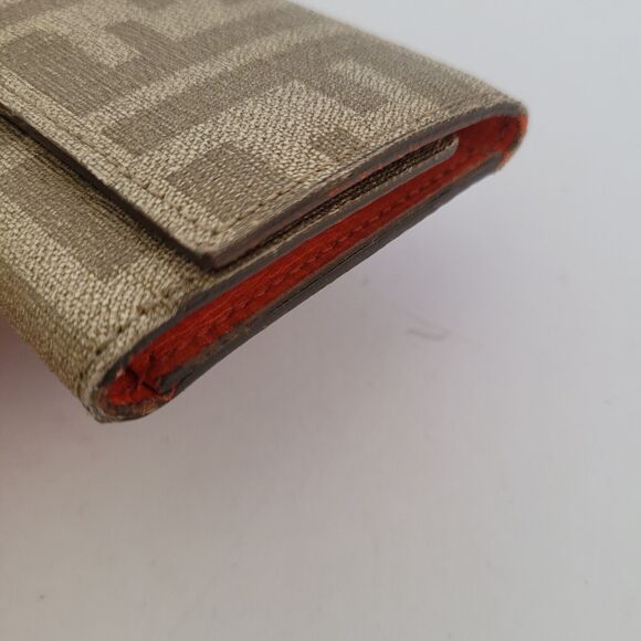 Fendi 6 Ganci Pu/Kaki Zucca Key Case Wallet Hooks Canvas Leather Wallet Folding - Picture 10 of 11